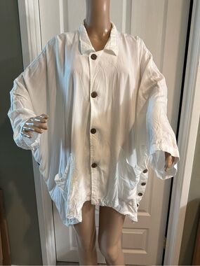 Mission Canyon Art To Wear White Oversized Top OS Lagenlook Comfy